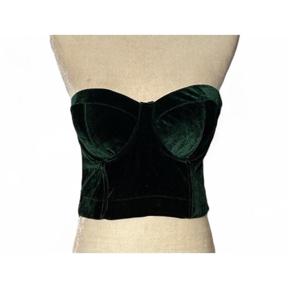 Lydia USA Women’s Velour Corset with Back Hook and Loop Closure in Green Size L - Picture 1 of 6